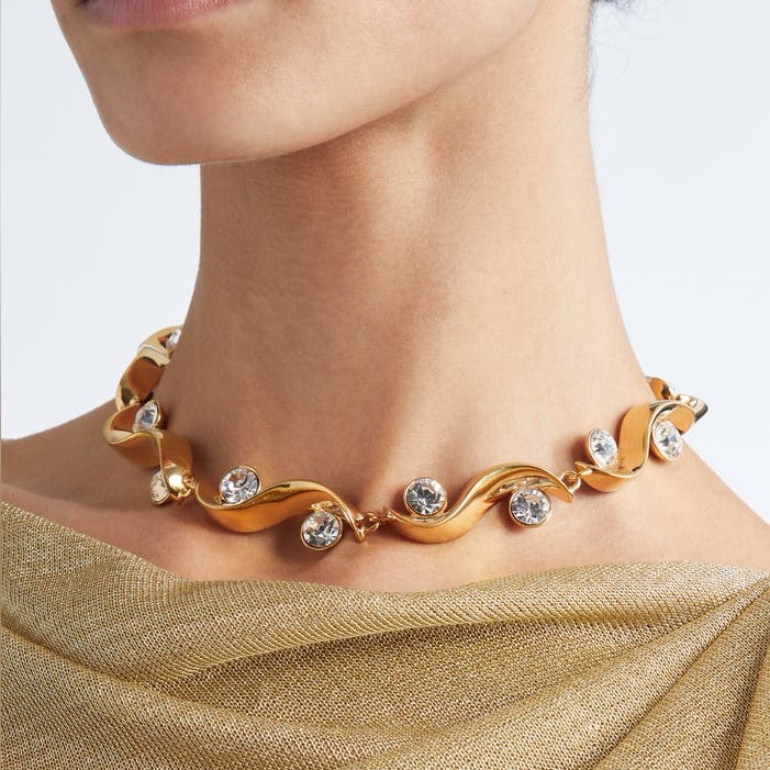 Oscar De La Renta Crystal Wave Necklace 235$
